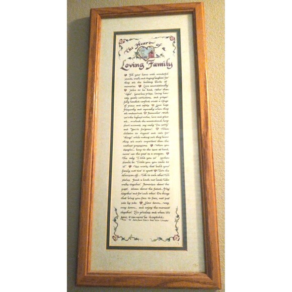 Loving Family Wall Hanging Horizontal Piece Framed Farm Cottage Prayer - Picture 3 of 9
